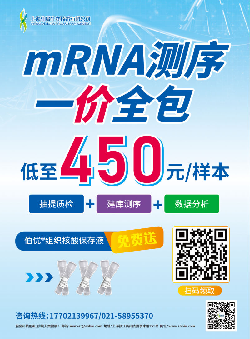 低至 450 元 / 样本 |mRNA 测序一价全包