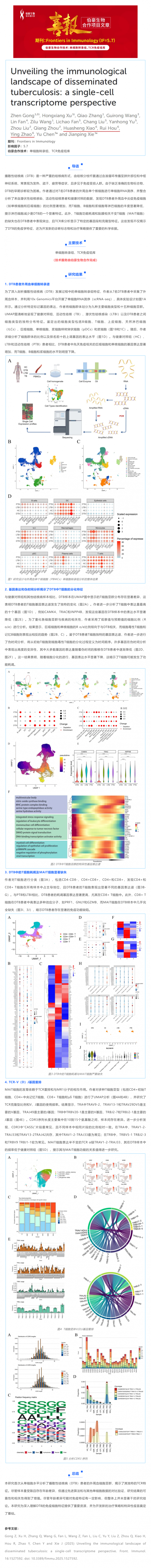 合作项目文章丨单细胞转录组学揭示播散性结核病的免疫图谱